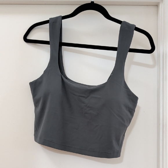 Athleta Transcend Square Neck Crop Bra In Shadow Grey NWT - Picture 2 of 6